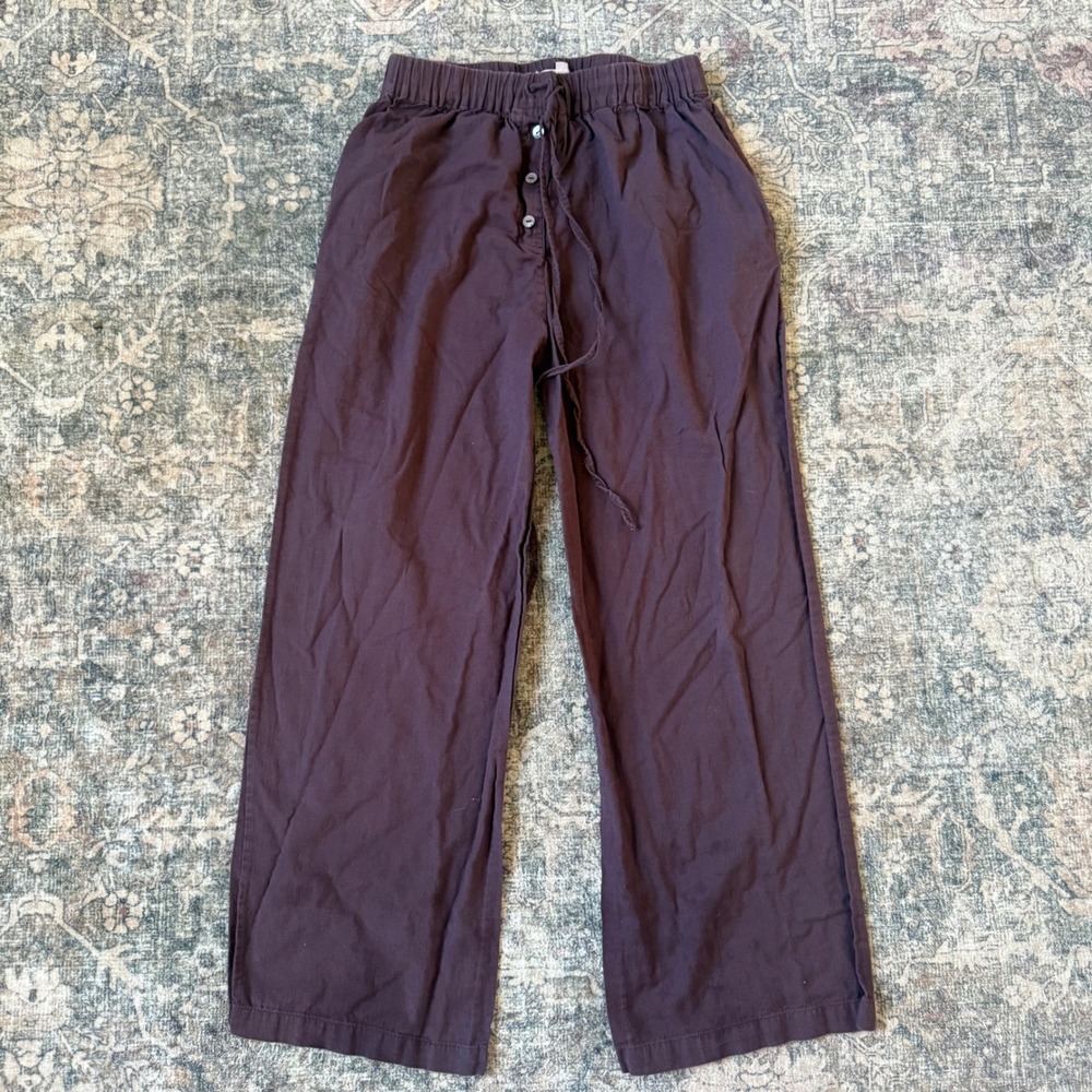 Nigel Preston for Free People Wide Leg Drawstring Pants brown Small